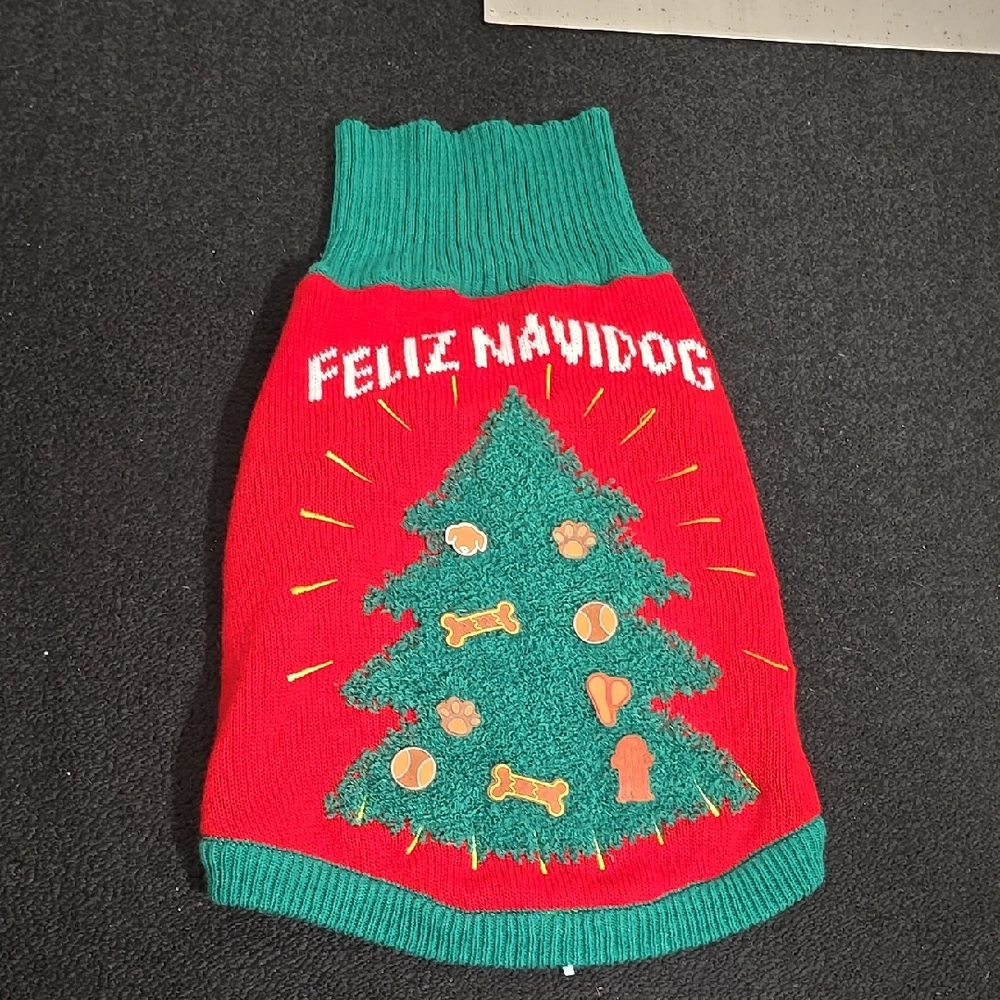Festive Dog Sweater with Christmas Tree Design - Picture 2 of 12